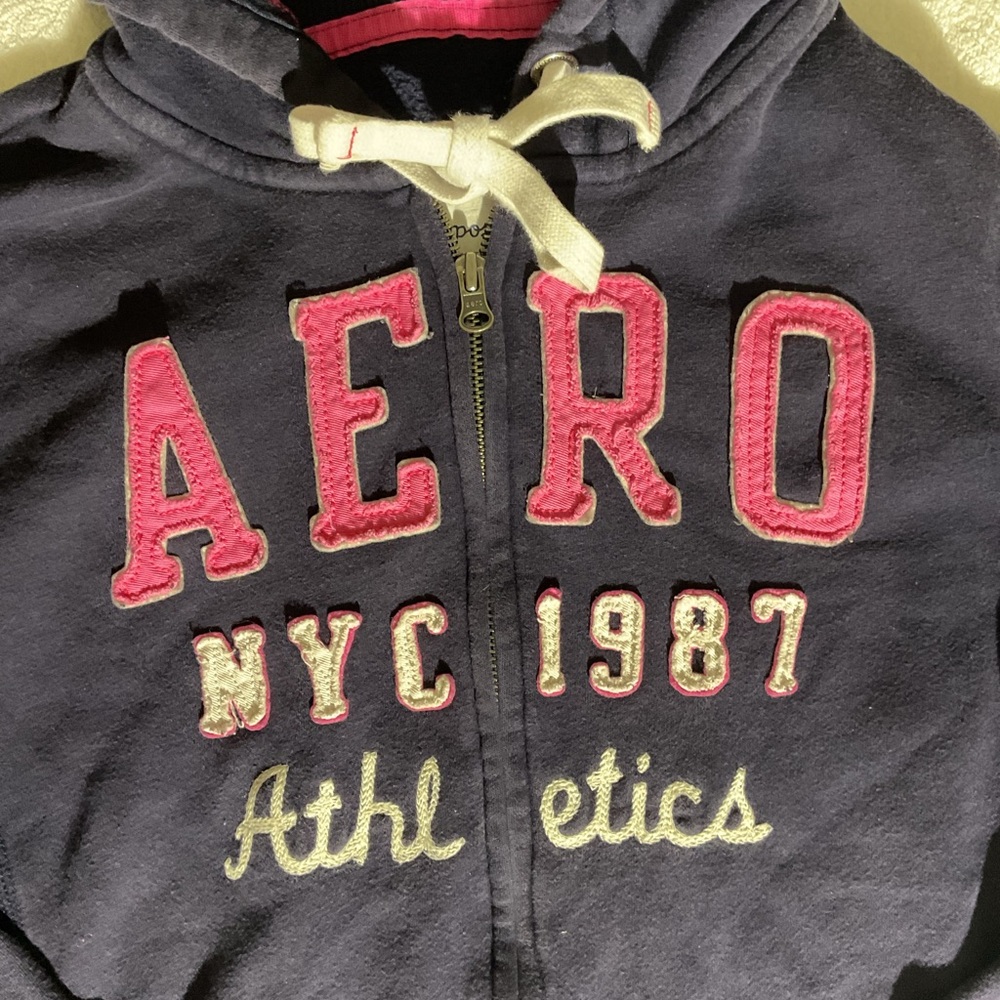 Y2K Aeropostale navy and Pink Zip-Up Hoodie - Picture 2 of 5